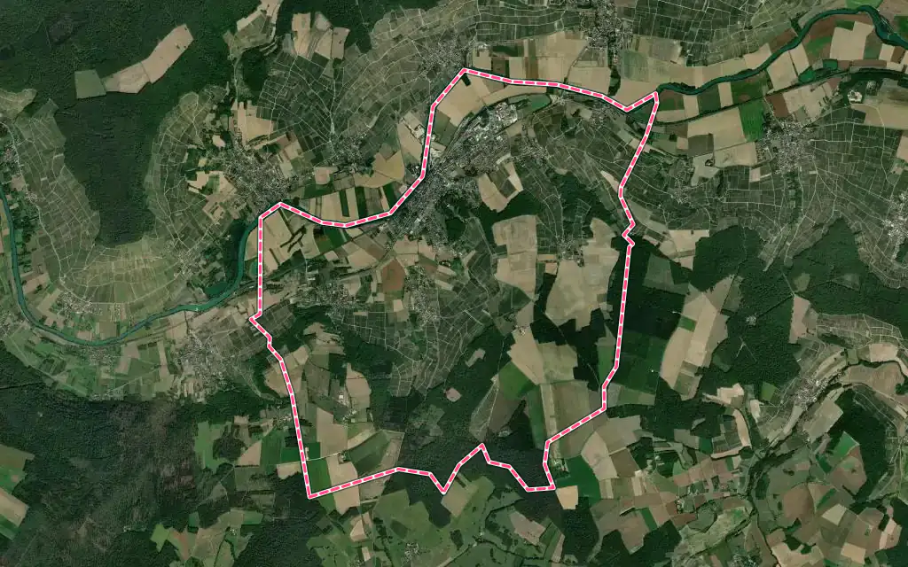 Vue satellite de Dormans avec ses contours administratifs
