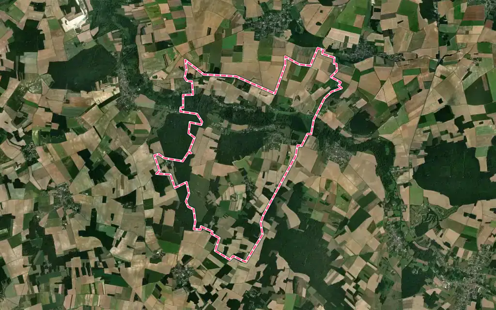 Vue satellite de Dormelles avec ses contours administratifs