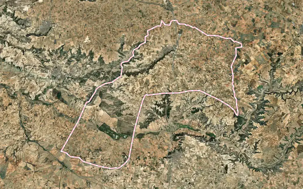 Vista satélite de Dosbarrios con su contorno administrativo