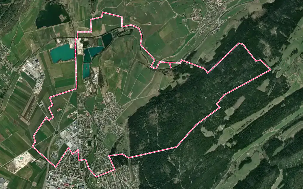 Vue satellite de Doubs avec ses contours administratifs