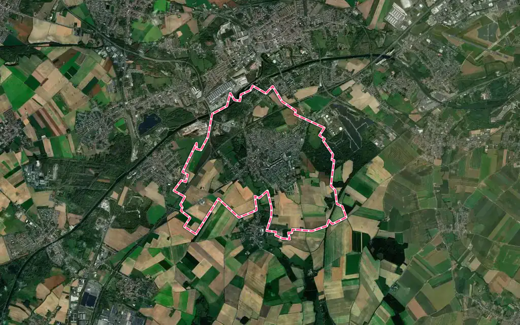 Vue satellite de Douchy-les-Mines avec ses contours administratifs