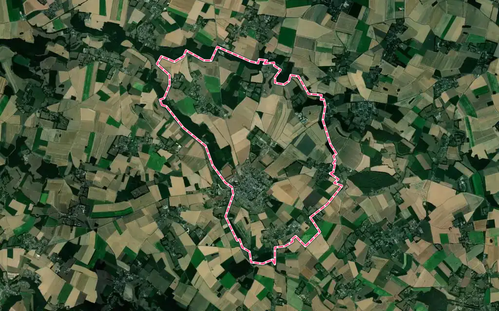 Vue satellite de Doudeville avec ses contours administratifs