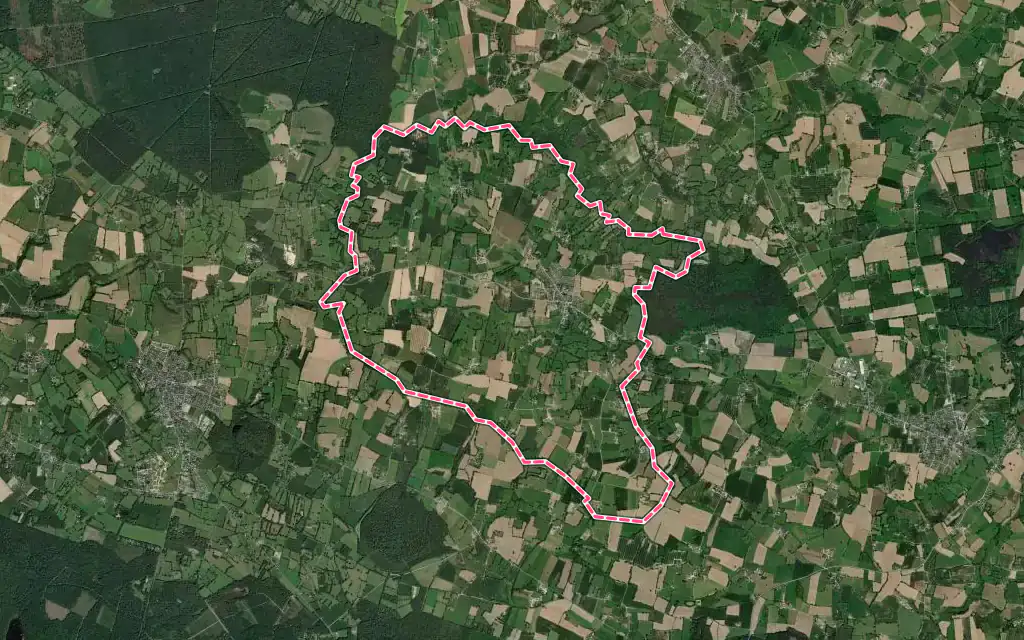 Vue satellite de Dourdain avec ses contours administratifs