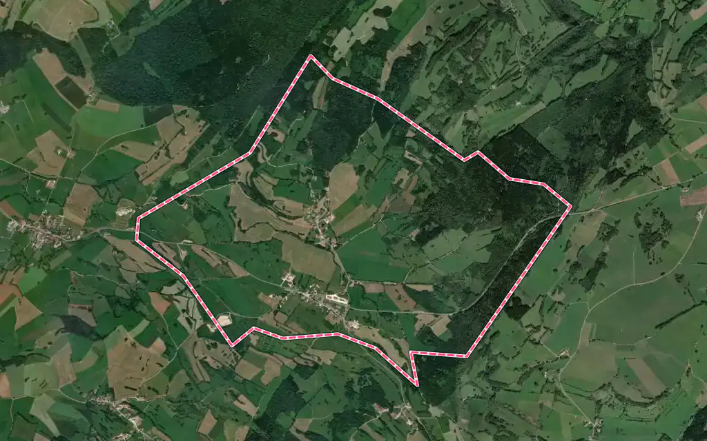 Vue satellite de Dournon avec ses contours administratifs