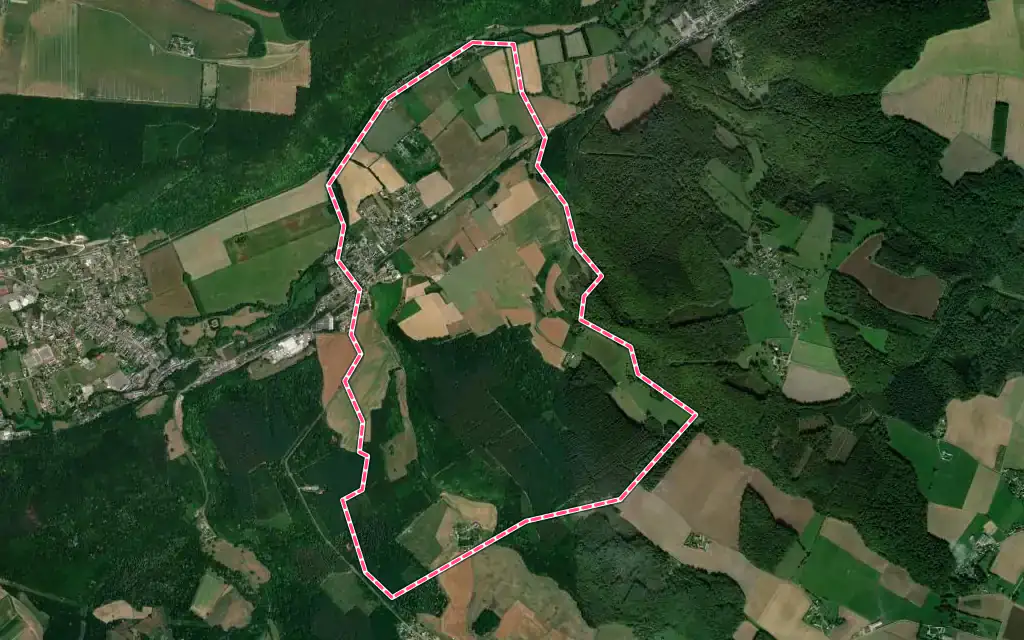 Vue satellite de Douville-sur-Andelle avec ses contours administratifs