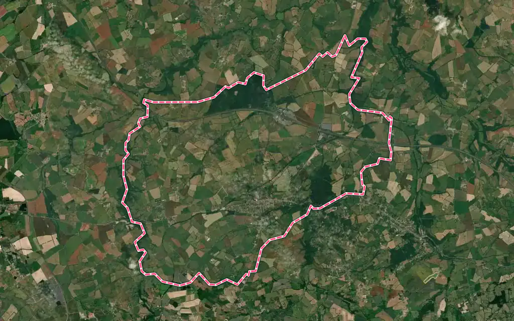 Vue satellite de Doyet avec ses contours administratifs