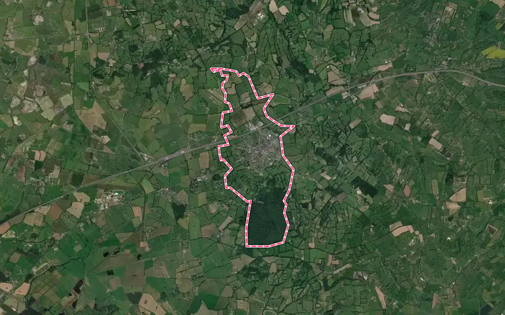 Vue satellite de Dozulé avec ses contours administratifs