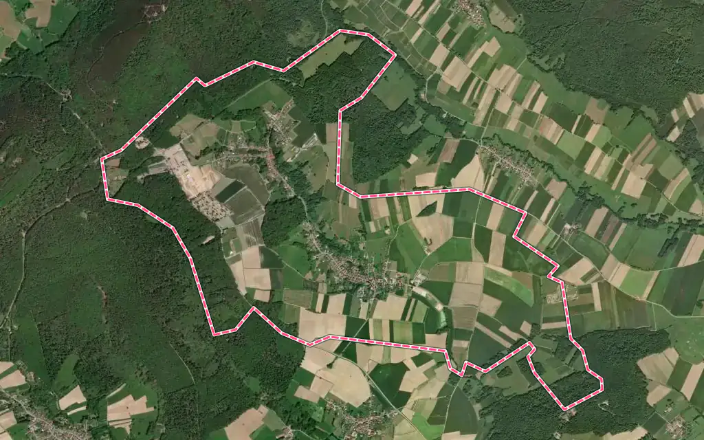 Vue satellite de Drachenbronn-Birlenbach avec ses contours administratifs