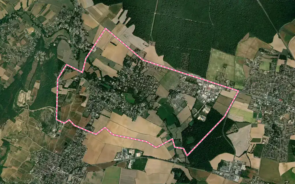 Vue satellite de Dracy-le-Fort avec ses contours administratifs