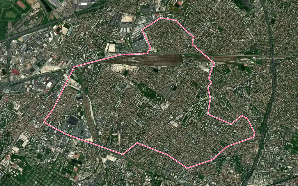 Vue satellite de Drancy avec ses contours administratifs