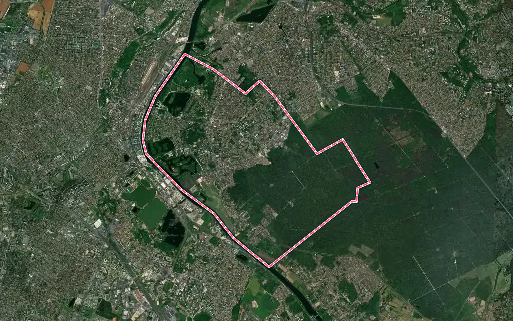 Vue satellite de Draveil avec ses contours administratifs