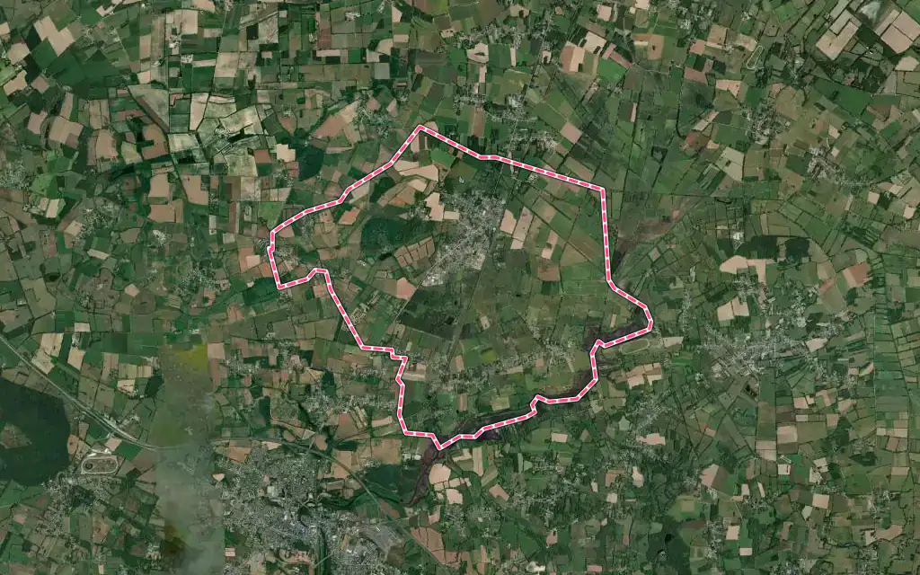 Vue satellite de Drefféac avec ses contours administratifs