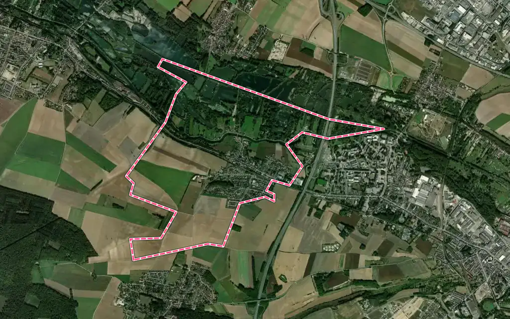 Vue satellite de Dreuil-lès-Amiens avec ses contours administratifs