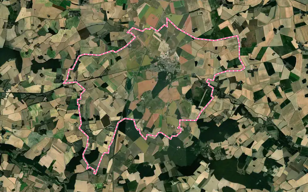 Vue satellite de Droué avec ses contours administratifs