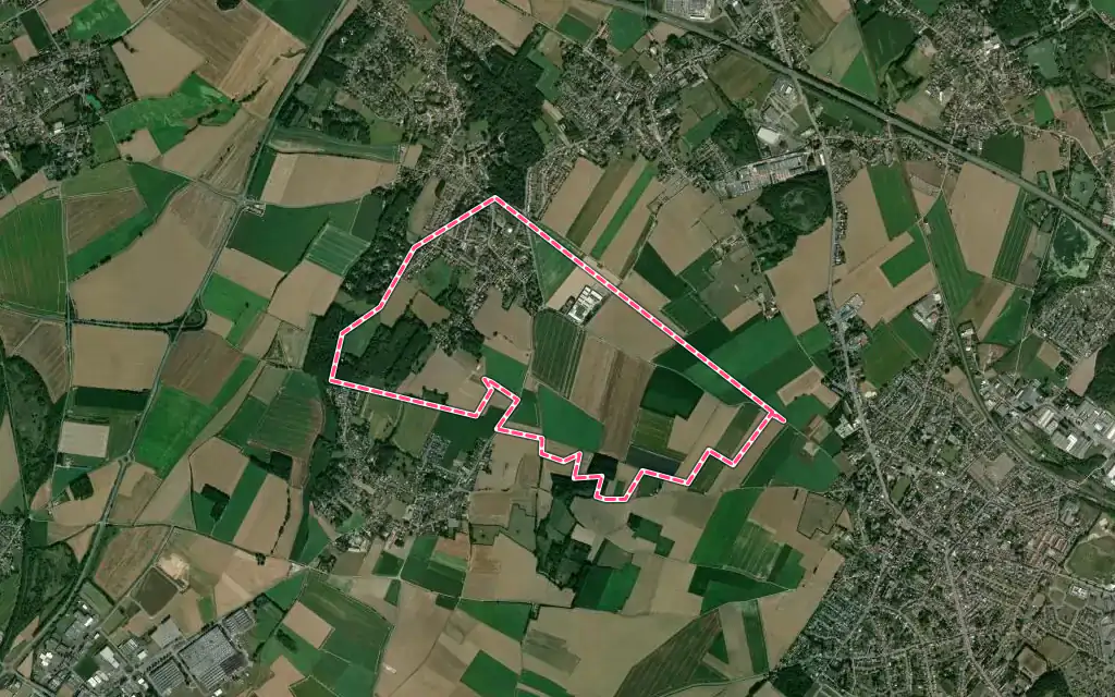 Vue satellite de Drouvin-le-Marais avec ses contours administratifs