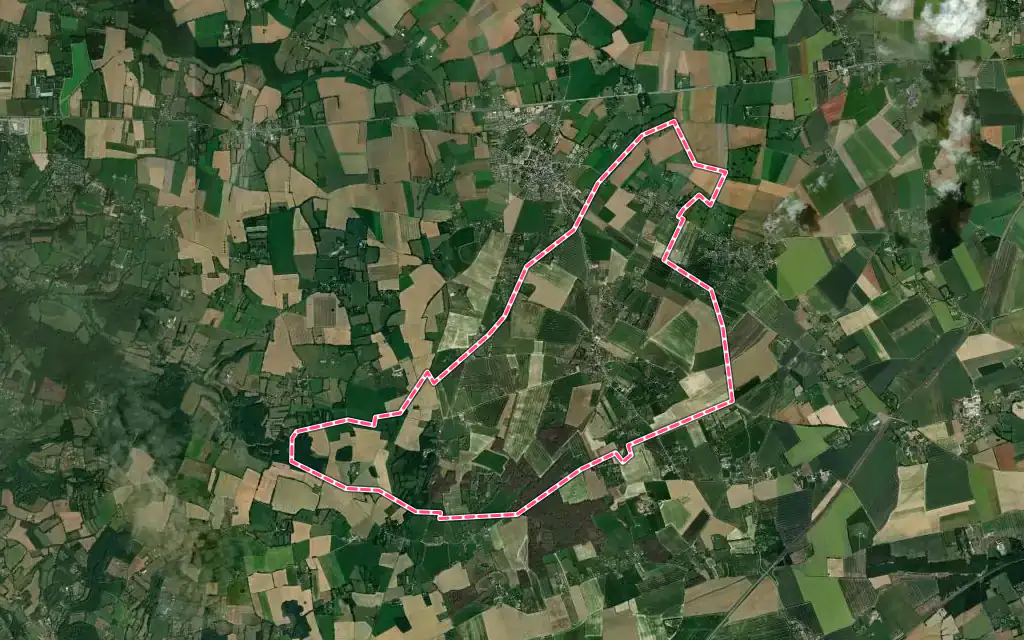 Vue satellite de Drucourt avec ses contours administratifs