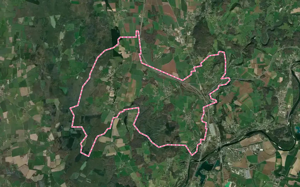 Vue satellite de Druillat avec ses contours administratifs