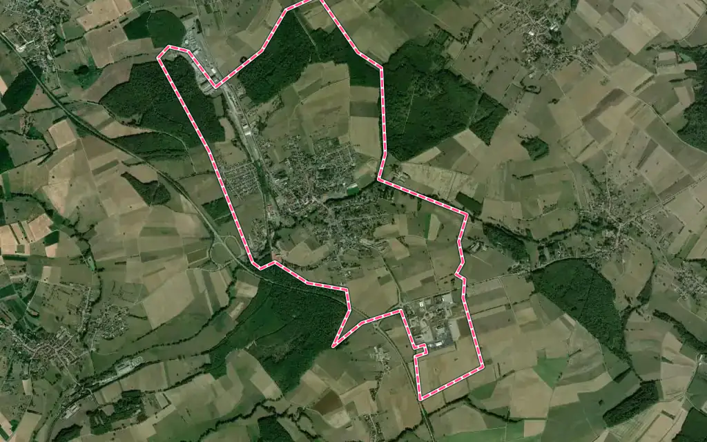 Vue satellite de Drulingen avec ses contours administratifs