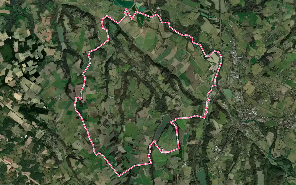 Vue satellite de Duhort-Bachen avec ses contours administratifs