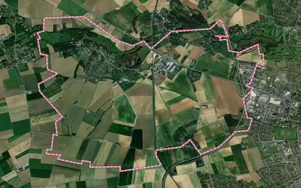 Vue satellite de Duisans avec ses contours administratifs