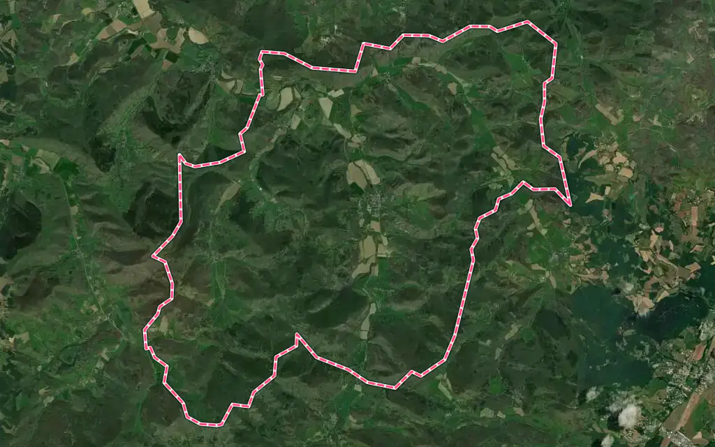 Vue satellite de Dun avec ses contours administratifs