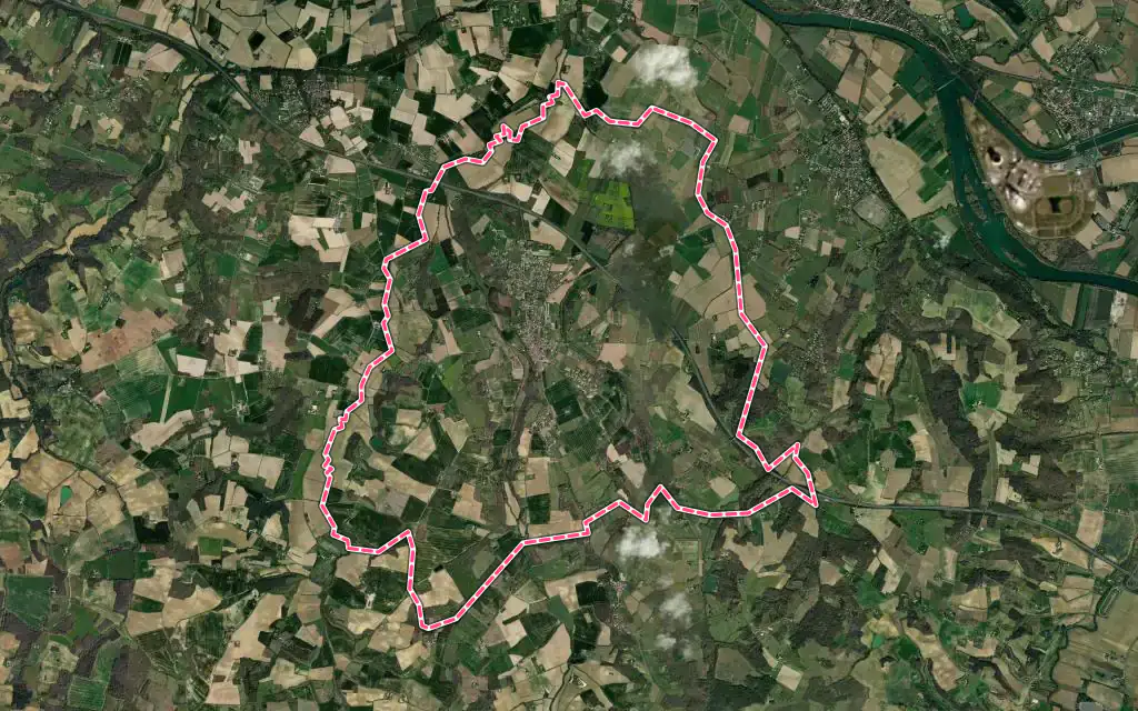 Vue satellite de Dunes avec ses contours administratifs