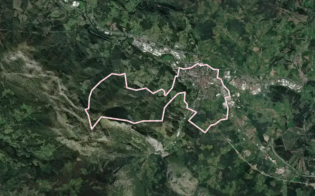 Vista satélite de Durango con su contorno administrativo