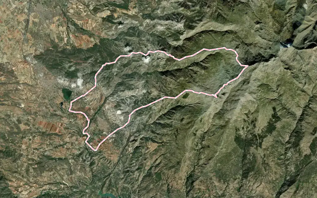 Vista satélite de Dúrcal con su contorno administrativo