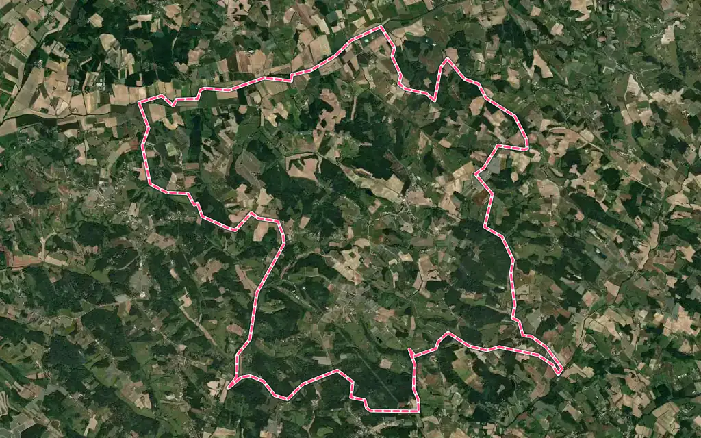 Vue satellite de Durfort-Lacapelette avec ses contours administratifs