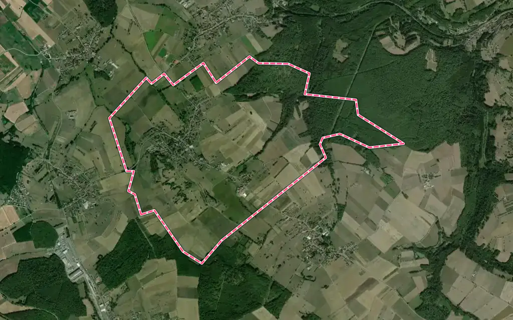 Vue satellite de Durstel avec ses contours administratifs