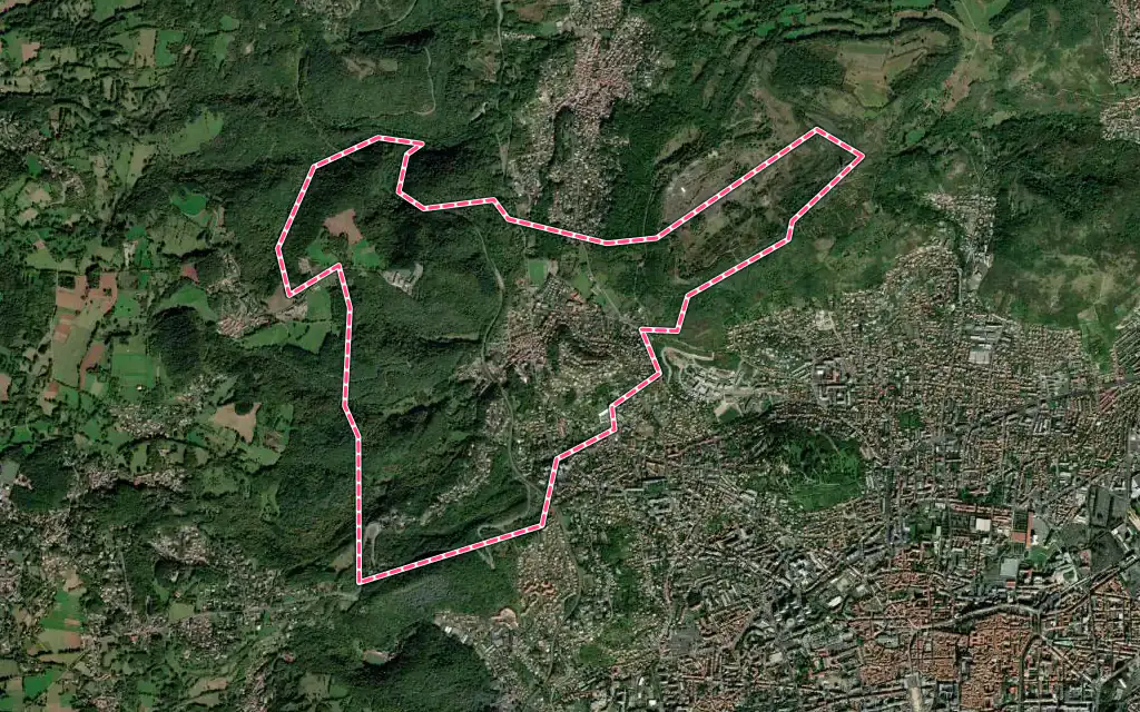 Vue satellite de Durtol avec ses contours administratifs