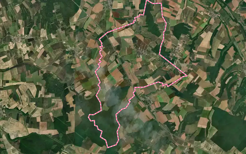 Vue satellite de Dyé avec ses contours administratifs