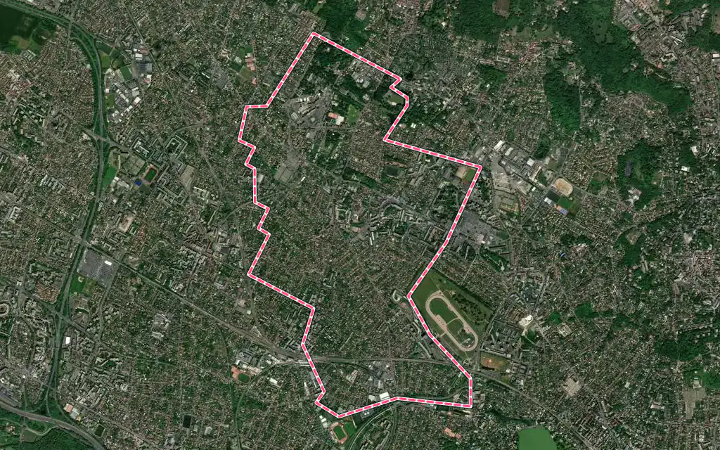 Vue satellite de Eaubonne avec ses contours administratifs