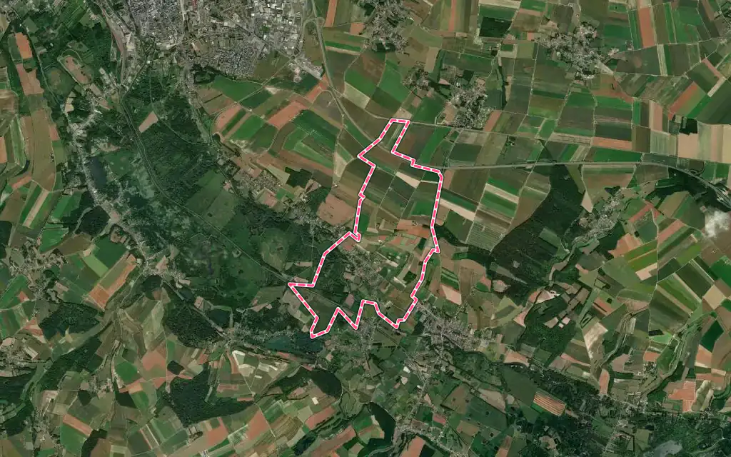 Vue satellite de Eaucourt-sur-Somme avec ses contours administratifs