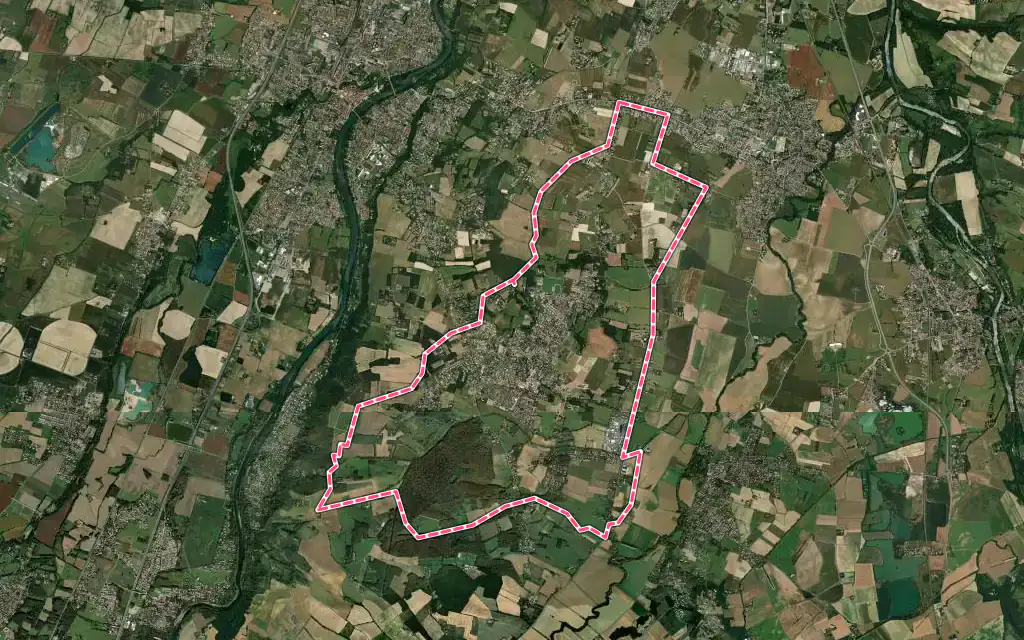 Vue satellite de Eaunes avec ses contours administratifs