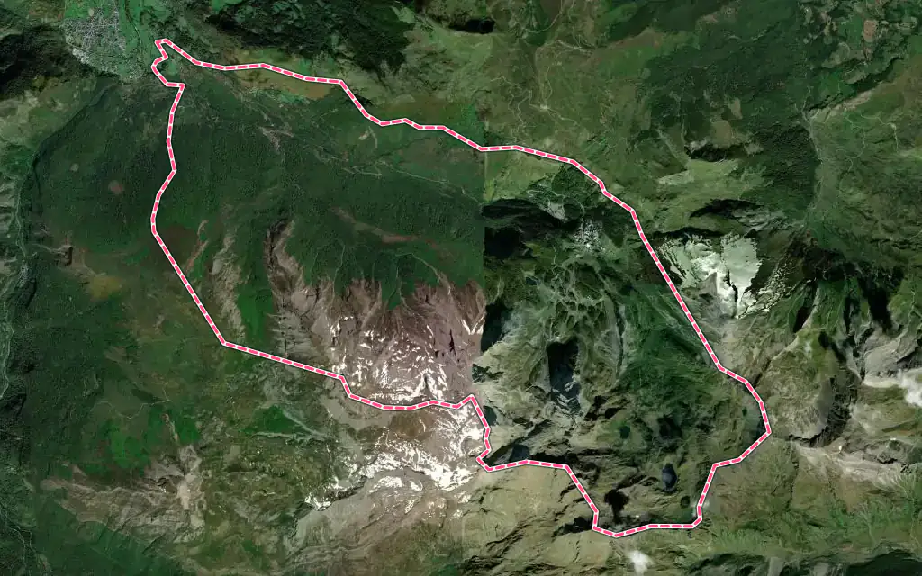 Vue satellite de Eaux-Bonnes avec ses contours administratifs