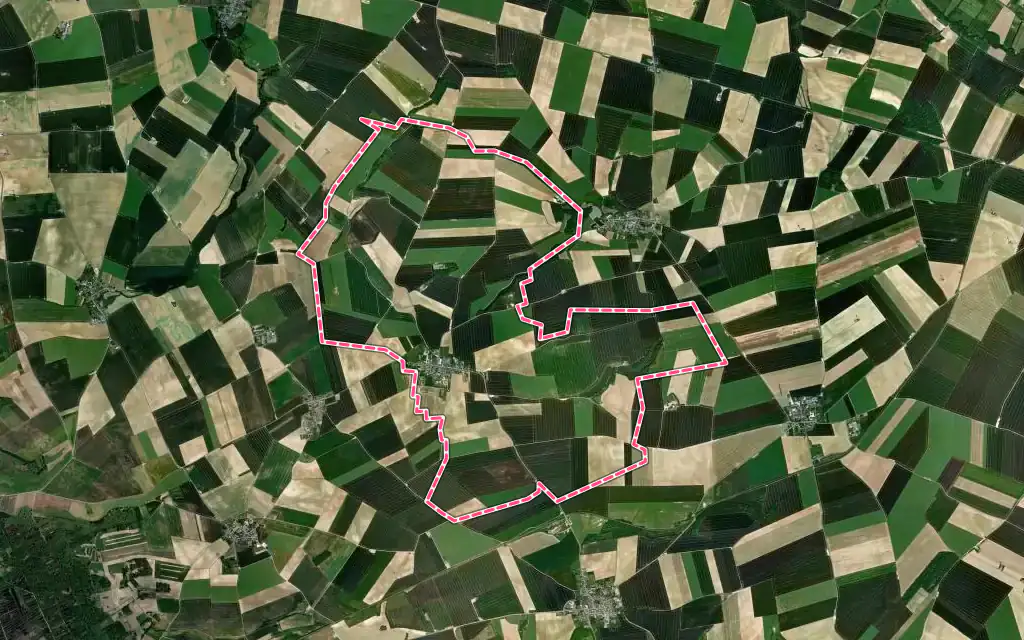 Vue satellite de Ébouleau avec ses contours administratifs