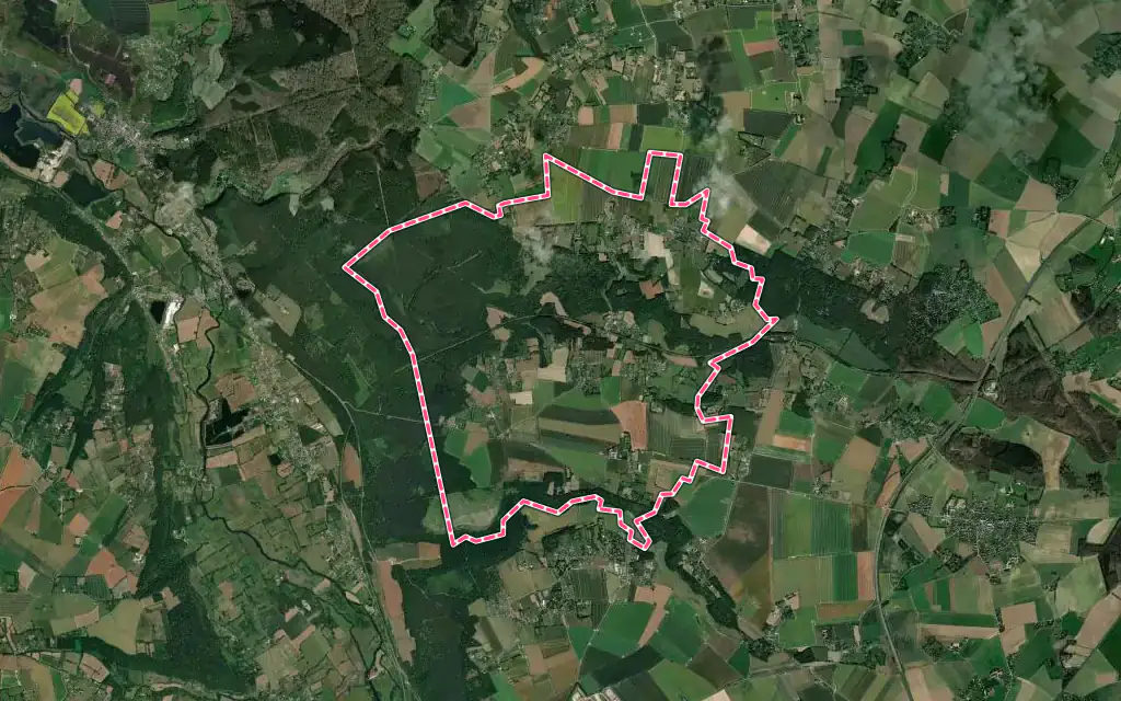 Vue satellite de Écaquelon avec ses contours administratifs