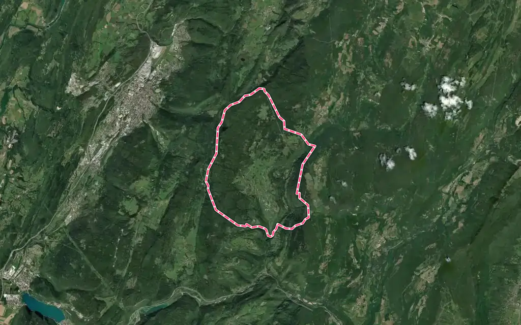 Vue satellite de Échallon avec ses contours administratifs