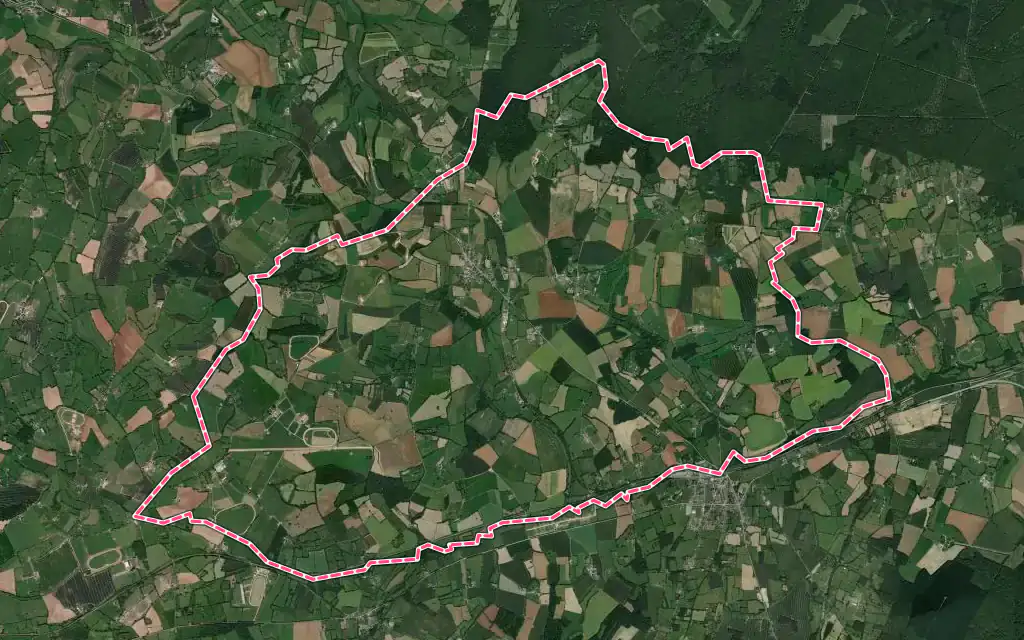 Vue satellite de Échauffour avec ses contours administratifs