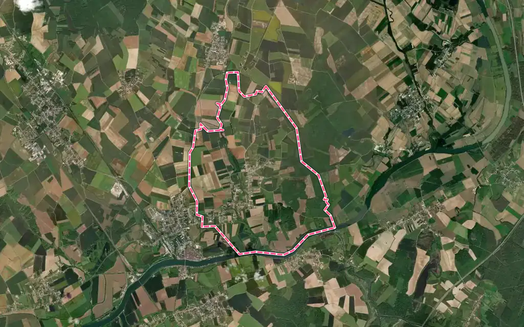 Vue satellite de Échenon avec ses contours administratifs