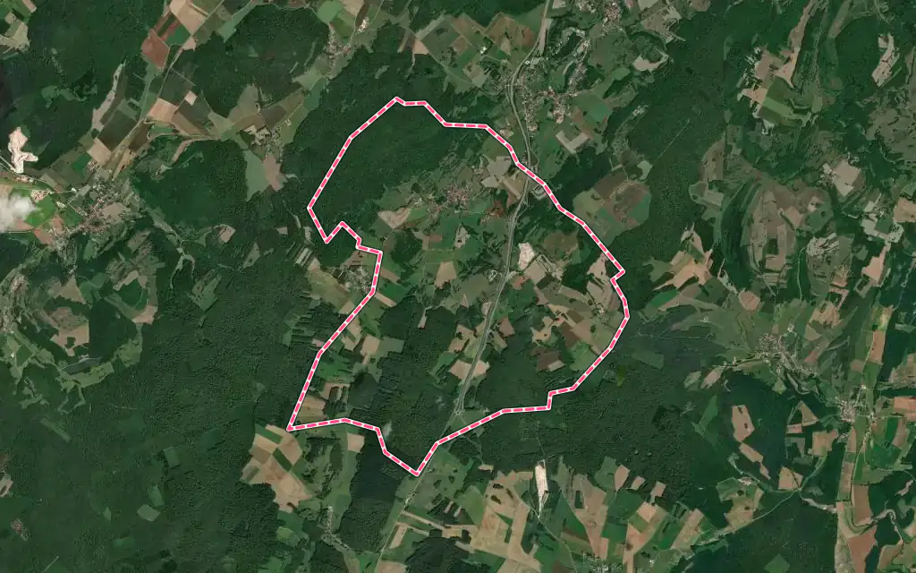 Vue satellite de Échenoz-le-Sec avec ses contours administratifs