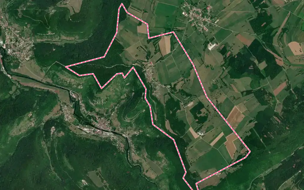 Vue satellite de Échevannes avec ses contours administratifs