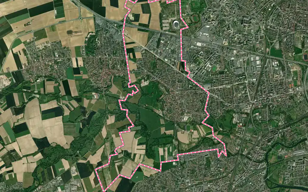 Vue satellite de Eckbolsheim avec ses contours administratifs