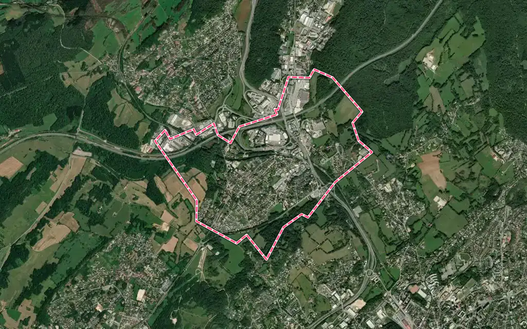 Vue satellite de École-Valentin avec ses contours administratifs