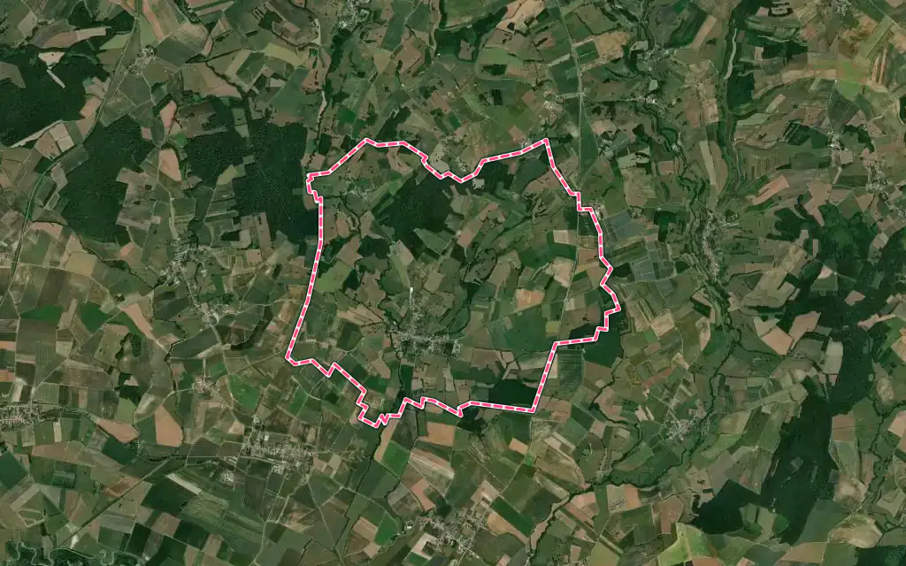 Vue satellite de Écordal avec ses contours administratifs