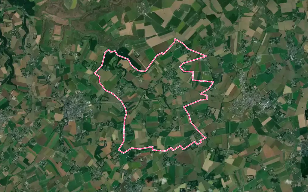 Vue satellite de Écrainville avec ses contours administratifs