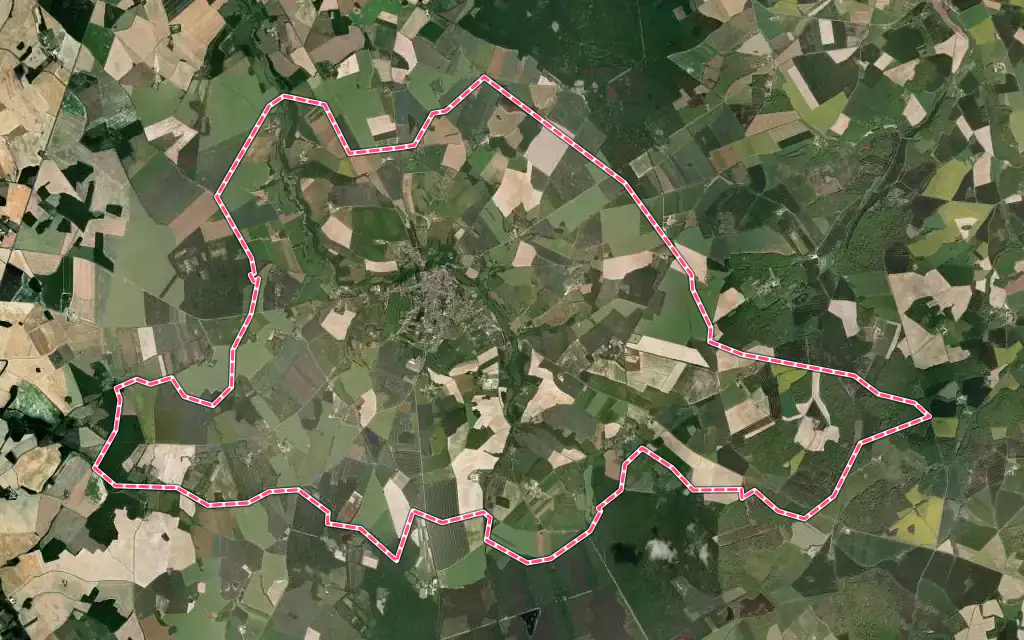 Vue satellite de Écueillé avec ses contours administratifs