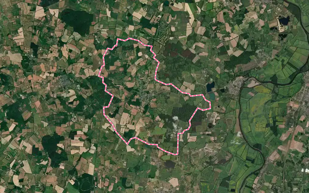 Vue satellite de Écuillé avec ses contours administratifs