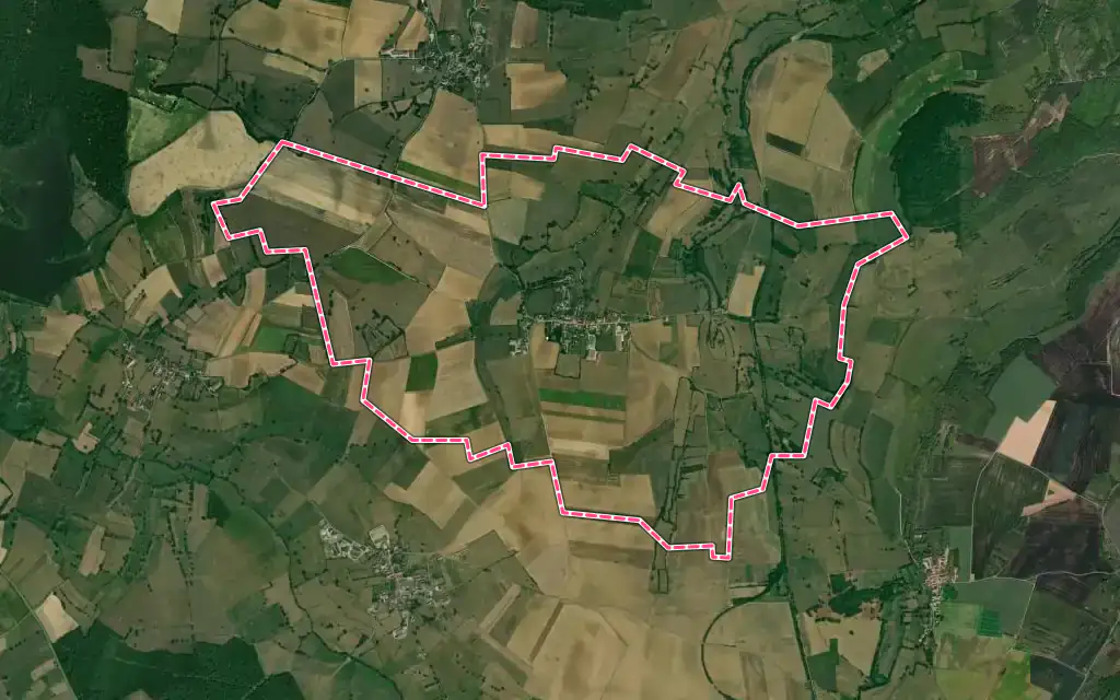 Vue satellite de Écutigny avec ses contours administratifs